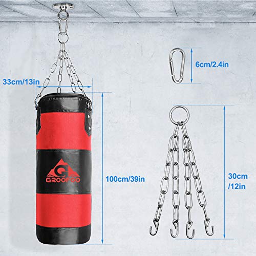GROOFOO Saco de Boxeo Niños Tarea Pesada Oxford Boxing Bag para Entrenamiento de Boxeo para Niños Bolsa sin llenar con Cadena Montaje para MMA Muay Thai Kick Boxing 80x28CM Rojo GROOFOO Saco de Boxeo Niños Tarea Pesada Oxford Boxing Bag para Entrenamiento de Boxeo para Niños Bolsa sin llenar con Cadena Montaje para MMA Muay Thai Kick Boxing 80x28CM Rojo