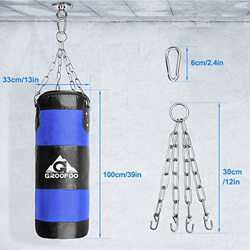 GROOFOO Saco de Boxeo Niños Tarea Pesada Oxford Boxing Bag para Entrenamiento de Boxeo para Niños Bolsa sin llenar con Cadena Montaje para MMA Muay Thai Kick Boxing 80x28CM Azul GROOFOO Saco de Boxeo Niños Tarea Pesada Oxford Boxing Bag para Entrenamiento de Boxeo para Niños Bolsa sin llenar con Cadena Montaje para MMA Muay Thai Kick Boxing 80x28CM Azul