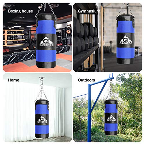 GROOFOO Saco de Boxeo Niños Tarea Pesada Oxford Boxing Bag para Entrenamiento de Boxeo para Niños Bolsa sin llenar con Cadena Montaje para MMA Muay Thai Kick Boxing 80x28CM Azul GROOFOO Saco de Boxeo Niños Tarea Pesada Oxford Boxing Bag para Entrenamiento de Boxeo para Niños Bolsa sin llenar con Cadena Montaje para MMA Muay Thai Kick Boxing 80x28CM Azul