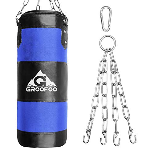 GROOFOO Saco de Boxeo Niños Tarea Pesada Oxford Boxing Bag para Entrenamiento de Boxeo para Niños Bolsa sin llenar con Cadena Montaje para MMA Muay Thai Kick Boxing 80x28CM Azul GROOFOO Saco de Boxeo Niños Tarea Pesada Oxford Boxing Bag para Entrenamiento de Boxeo para Niños Bolsa sin llenar con Cadena Montaje para MMA Muay Thai Kick Boxing 80x28CM Azul