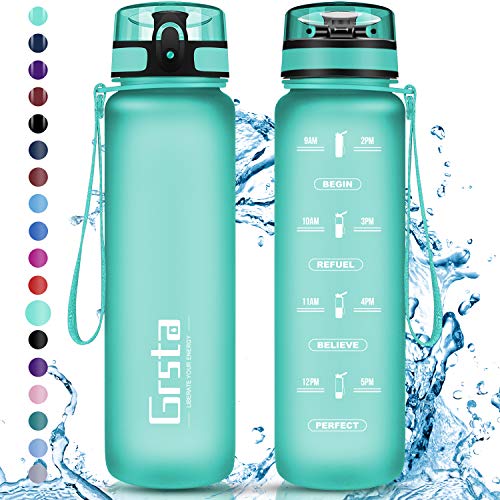 Grsta Botella Agua - Botella de Agua Deportes 350ml Botella Deportiva Tritan de Plástico Sin BPA con Filtro & Marcador de Tiempo para Niños y Adultos, Hogar y Exterior Grsta Botella Agua - Botella de Agua Deportes 350ml Botella Deportiva Tritan de Plástico Sin BPA con Filtro & Marcador de Tiempo para Niños y Adultos, Hogar y Exterior