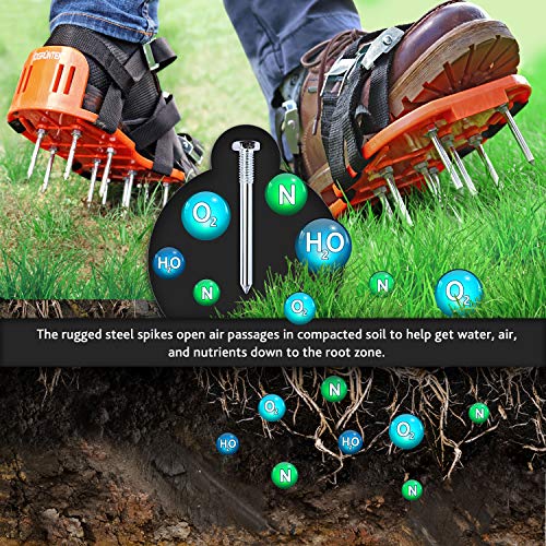 GRÜNTEK Zapatos Aerador de Cesped: sandalias con 4 correas ajustables y clavos en acero GRÜNTEK Zapatos Aerador de Cesped: sandalias con 4 correas ajustables y clavos en acero