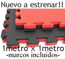 Grupo Contact Suelo Tatami Puzzle (Rojo/Negro), Medida 1 x 1 m. Grosor 2 y 2,5 cm. (Grosor 2,5 c m.)