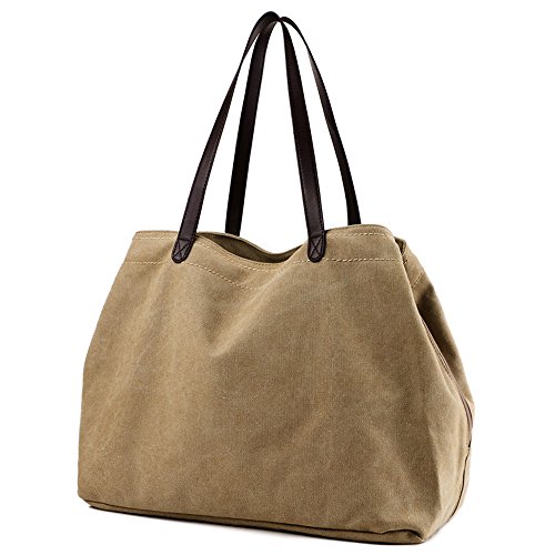 GSHIYA Indumentaria Femenina de Asas Casual Bolsas Bolsas Shouder Concise Style Bolsos Monedero Diario Shopper para Viajes Escuela de Trabajo,Caqui GSHIYA Indumentaria Femenina de Asas Casual Bolsas Bolsas Shouder Concise Style Bolsos Monedero Diario Shopper para Viajes Escuela de Trabajo,Caqui
