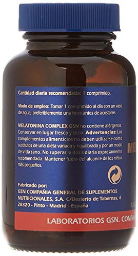 G.S.N. Complemento Alimenticio, Melatonina complex + pasiflora - 120 comprimidos G.S.N. Complemento Alimenticio, Melatonina complex + pasiflora - 120 comprimidos