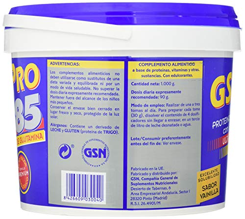 Gsn Gsn Pro 85 Vainilla 1 Kg 1 Kg 1000 ml Gsn Gsn Pro 85 Vainilla 1 Kg 1 Kg 1000 ml