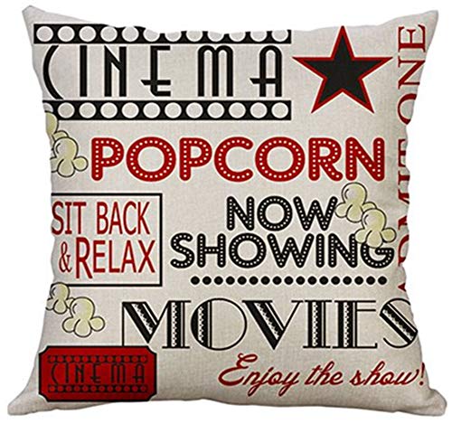 Gspirit 4 Pack Retro Pelicula Algodón Lino Throw Pillow Case Funda de Almohada para Cojín 45x45 cm