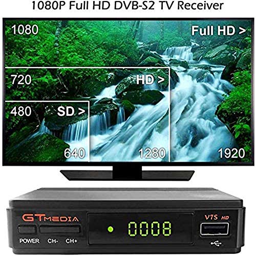 GT Media V7S/V7 S2X HD DVB-S2 El Receptor de TV Satelital Incluye USB WiFi Incorporado FTA 1080P Full HD Compatible con CC Am, Newcam, PVR, Youtube, PowerVu, Dre y Biss Clave (V7S HD)