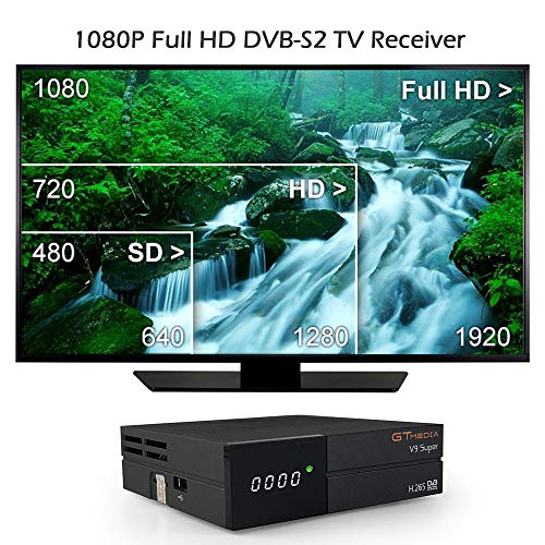 GT Media V9 Super DVB S2 Decodificador, Satélite Receptor de TV Digital H.265 1080P Full HD WiFi Incorporado compatible con Ccam, Newcam, IPTV, Youtube, PVR, PowerVu, Dre y Biss Clave