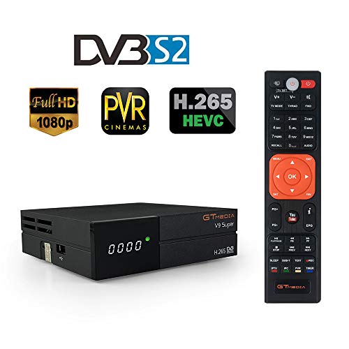 GT Media V9 Super DVB S2 Decodificador, Satélite Receptor de TV Digital H.265 1080P Full HD WiFi Incorporado compatible con Ccam, Newcam, IPTV, Youtube, PVR, PowerVu, Dre y Biss Clave