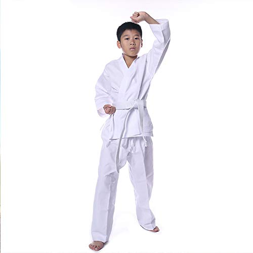 Gtagain Karate Kimono Taekwondo Dobok Traje - Unisex Adulto Niño Hombre Sudadera Suelto Conjuntos Artes Marciales Ropa Estudiante Uniform Judo Aikido Vestido con Cinturón Cuello En V Blanco