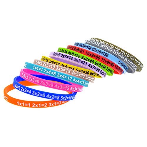 Guajave 12pcs multiplicación Tablas suave silicona pulsera aprender matemáticas educación pulsera para niños