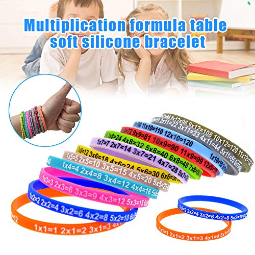 Guajave 12pcs multiplicación Tablas suave silicona pulsera aprender matemáticas educación pulsera para niños