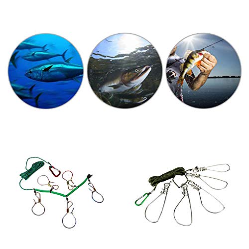 Guangcailun Cuerda de Pesca 5M con el Bloqueo de la Hebilla de Acero Inoxidable en Vivo Pescados de la Cerradura de la Correa de Accesorios de Pesca Stringer, Tackle