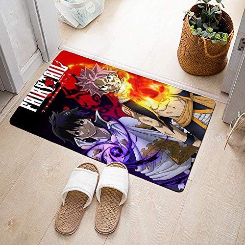 GUANGZHENG Cola de Hadas Colchoneta del Piso Natsu y Zeref Dragneel Patrón de la Alfombra Anime Aseo Aseo Aseo Aseo Antideslizante Decoración del hogar Mat de pie Adultos y niño