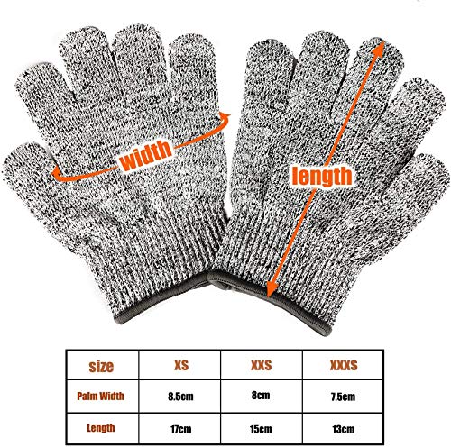 Guantes Anticorte para Niños, Guantes Resistentes a Los Cortes Nivel 5 Seguridad para Cocina Trabajo y Jardín, 1 Par Seguridad Proteccion Guante, aptos para uso alimentario (XS (8-12 años))