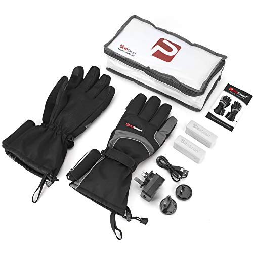 Guantes Calefactables Guantes Calefactores Eléctricos con 3 Modos de Calentamiento Mujer Hombre Guantes Térmicos con Batería Recargable Tipo C 4800mAh (Negro+Azul Marino, L)