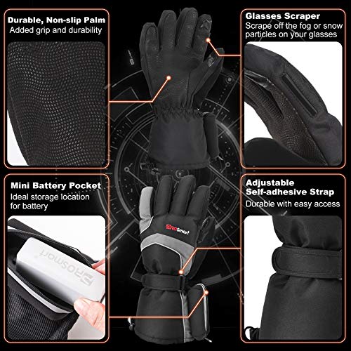 Guantes Calefactables Guantes Calefactores Eléctricos con 3 Modos de Calentamiento Mujer Hombre Guantes Térmicos con Batería Recargable Tipo C 4800mAh (Negro+Azul Marino, L)