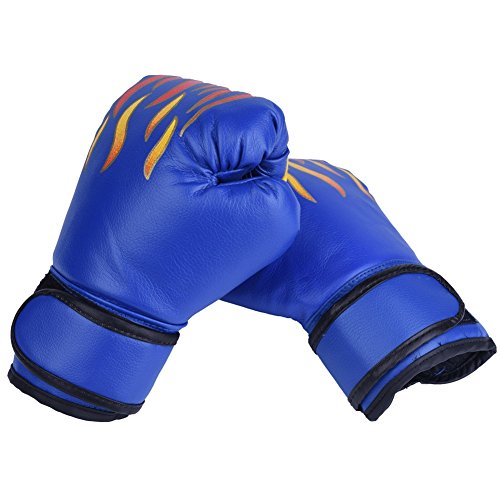 Guantes de Boxeo de Niños Guante de Entrenamiento de Cuero PU para Thai Sparring Kickboxing Guantes para Niños de 7-13 Años ( Color : Azul )