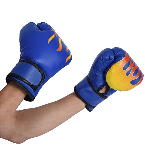 Guantes de Boxeo de Niños Guante de Entrenamiento de Cuero PU para Thai Sparring Kickboxing Guantes para Niños de 7-13 Años ( Color : Azul )