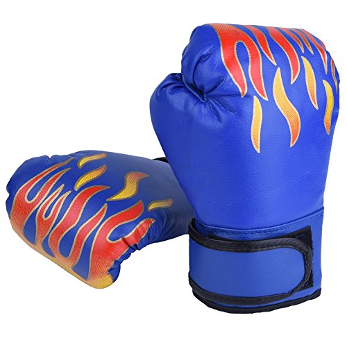 Guantes de Boxeo de Niños Guante de Entrenamiento de Cuero PU para Thai Sparring Kickboxing Guantes para Niños de 7-13 Años ( Color : Azul )