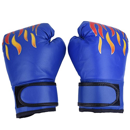 Guantes de Boxeo de Niños Guante de Entrenamiento de Cuero PU para Thai Sparring Kickboxing Guantes para Niños de 7-13 Años ( Color : Azul )