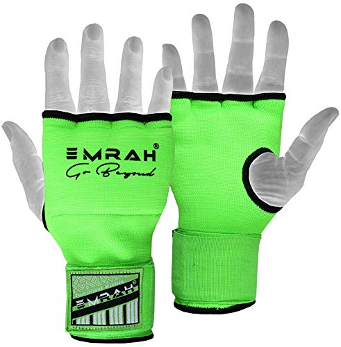 Guantes de boxeo Emrah. Guantes de boxeo con gel en el interior para entrenamiento, ideal para artes marciales mixtas, color verde, tamaño Large