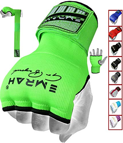 Guantes de boxeo Emrah. Guantes de boxeo con gel en el interior para entrenamiento, ideal para artes marciales mixtas, color verde, tamaño Large