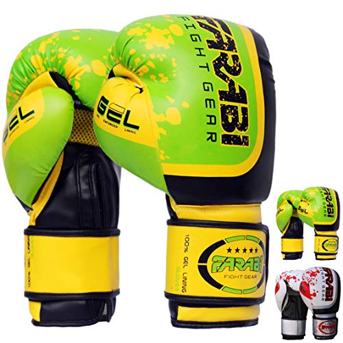 Guantes de boxeo Farabi de 10 oz 12 oz 14 oz 16 oz para hombre, guantes de boxeo para entrenamiento, sparring, saco de boxeo, Muay Thai y Kick Boxing, MMA, artes marciales, color verde, tamaño 397 g Guantes de boxeo Farabi de 10 oz 12 oz 14 oz 16 oz para hombre, guantes de boxeo para entrenamiento, sparring, saco de boxeo, Muay Thai y Kick Boxing, MMA, artes marciales, color verde, tamaño 397 g