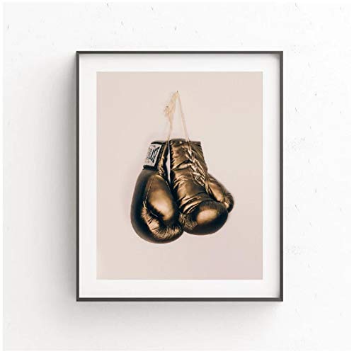 Guantes de boxeo Impresiones de carteles de arte de pared dorados, Cuadro de lienzo de boxeo deportivo Póster Decoración de la pared Regalo de la vieja escuela - 40x60cm Sin marco