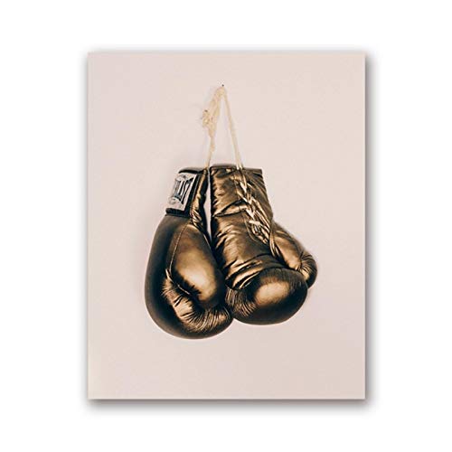 Guantes de boxeo Impresiones de carteles de arte de pared dorados, Cuadro de lienzo de boxeo deportivo Póster Decoración de la pared Regalo de la vieja escuela - 40x60cm Sin marco