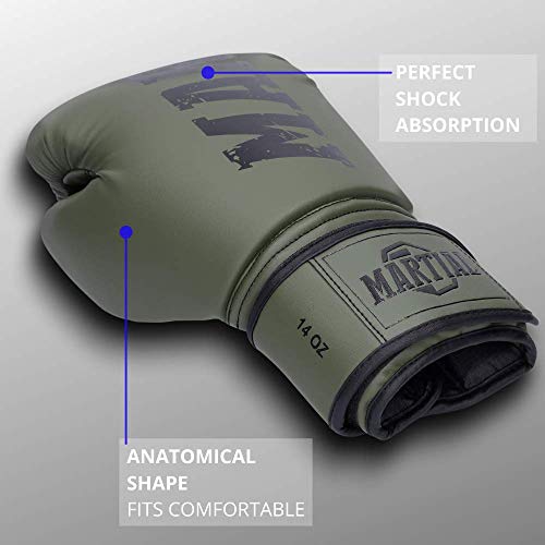 ¡Guantes de Boxeo Martial Hechos del Mejor Material para ofrecer una Larga Durabilidad! Guantes de Kickboxing para Artes Marciales, MMA, Sparring y Boxeo con óptima absorción de Impactos!