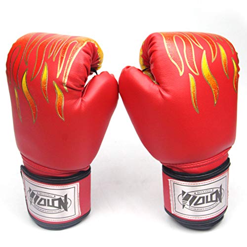 Guantes De Boxeo para Hombres Y Mujeres Y Mujeres, Bagro De Kickboxing Gel Sparring Guantes De Entrenamiento, Muay Thai Style Bolsa De Perforación Mits, Fight Gloves MMA,Rojo,Flame