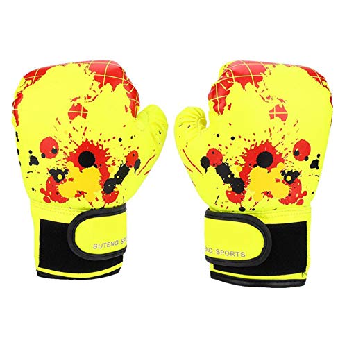 Guantes de Boxeo para niños Entrenamiento irls Niños Guantes de Boxeo para niños Entrenamiento de puñetazo Mitones de Lucha para niños para Pelear, Kick Boxing(Amarillo)