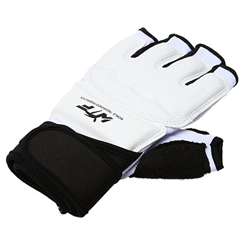 Guantes De Boxeo Protector Medio Dedo Muay Tailandés Gimnasio Mano Acolchado De Gimnasia Hijos Adultos - Blanco, M