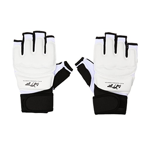 Guantes De Boxeo Protector Medio Dedo Muay Tailandés Gimnasio Mano Acolchado De Gimnasia Hijos Adultos - Blanco, M