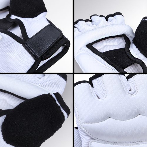 Guantes de Boxeo - Talla S/M/L/XL sin Dedos, Profesionales Unisex Adulto, para Entrenamiento en Saco Combate MMA UFC Sparring Lucha, Negro/Blanco - Guantes de Combate, Guantes para Saco