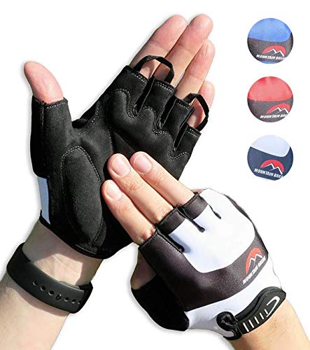 Guantes de Ciclismo, Guantes de Dedo Medio para Bicicleta, Mountain Biking, Gimnasia, Entrenamiento, Deporte, para Mujeres y Hombres, Guantes Transpirables con Almohadillas de Espuma