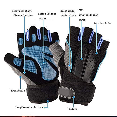 Guantes de ciclismo, manopla con goteras Sección delgada de verano para hombres Gimnasio femenino resistente al desgaste al aire libre Equipo de entrenamiento de ejercicio Guantes deportivos de medio