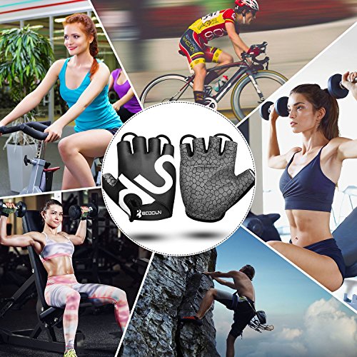 Guantes de Ciclismo Medio Dedo Unisex Guantes de Bicicleta sin Dedos con Relleno Antideslizante para MTB, Ciclismo de Carretera, Gimnasio, Crossfit y Levantamiento de Pesas M