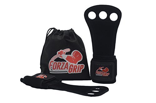 GUANTES de Cuero Gimnasia Crossfit cruzado soporte muñequera de FORZA GRIP