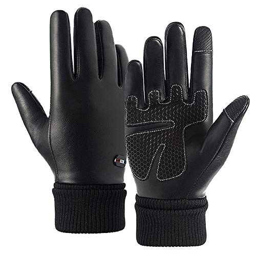 Guantes De Cuero Para Hombre Invierno Más Terciopelo Expuestos Dos Dedos Para Mantener El Calor En Invierno Dedos Con Fugas Montando Pantalla Táctil Entrega Entrega Urgente Talla única Dedo completo