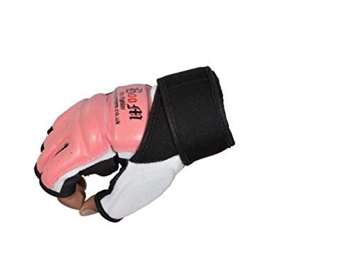 Guantes de cuero sin puntas de los dedos, para artes marciales, MMA, Kick Boxing, boxeo, Muay Thai, de Boom Prime, hombre, color rosa, tamaño Medium Guantes de cuero sin puntas de los dedos, para artes marciales, MMA, Kick Boxing, boxeo, Muay Thai, de Boom Prime, hombre, color rosa, tamaño Medium