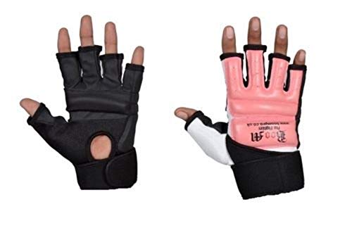 Guantes de cuero sin puntas de los dedos, para artes marciales, MMA, Kick Boxing, boxeo, Muay Thai, de Boom Prime, hombre, color rosa, tamaño Medium Guantes de cuero sin puntas de los dedos, para artes marciales, MMA, Kick Boxing, boxeo, Muay Thai, de Boom Prime, hombre, color rosa, tamaño Medium