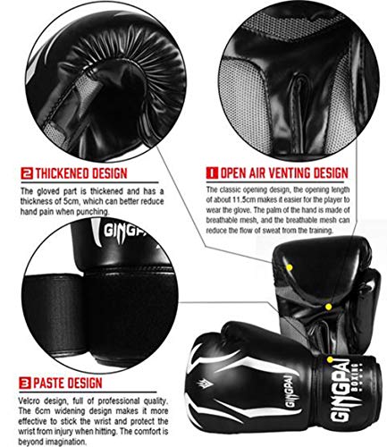 Guantes de entrenamiento de boxeo, guantes de boxeo para hombres y mujeres, guantes kickboxing, Sparring guantes, guantes pesados ​​del bolso para el boxeo, el kickboxing, Muay Thai, MMA,Blanco,10OZ