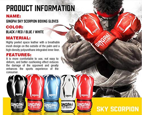 Guantes de entrenamiento de boxeo, guantes de boxeo para hombres y mujeres, guantes kickboxing, Sparring guantes, guantes pesados ​​del bolso para el boxeo, el kickboxing, Muay Thai, MMA,Blanco,10OZ