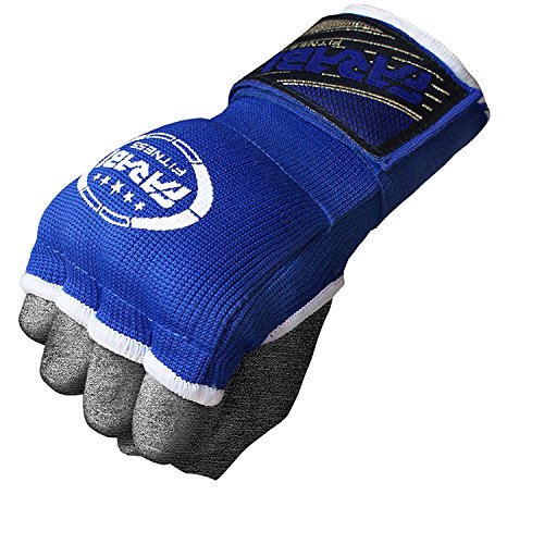 Guantes de entrenamiento Farabi sin dedos para gimnasio, fitness, boxeo, MMA, Muay Thai, con protector en los nudillos, color azul, tamaño S/M