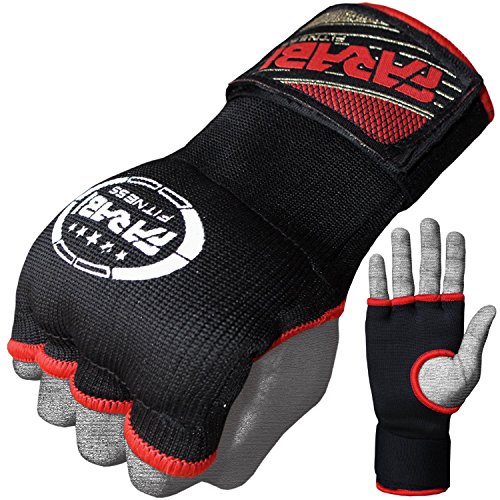 Guantes de entrenamiento Farabi sin dedos para gimnasio, fitness, boxeo, MMA, Muay Thai, con protector en los nudillos, color negro, tamaño large/extra-large