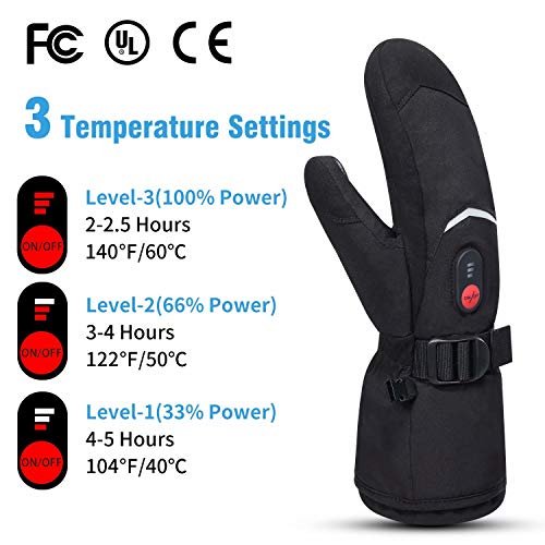 Guantes De Esquí con CalefaccióN Hombres Mujeres NiñOs Mitones Guantes EléCtricos De BateríA Recargable para Esquí De Invierno Patinaje sobre La Nieve Camping Senderismo Artritis con CalefaccióN