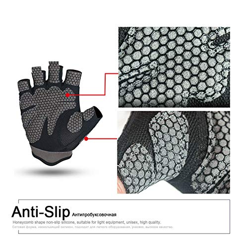 Guantes de Fitness Transpirables Guantes de Silicona con Espalda Hueca Guantes de Fitness Levantamiento de Pesas Ejercicio con Mancuernas Accesorios de Fitness-Gris, XL